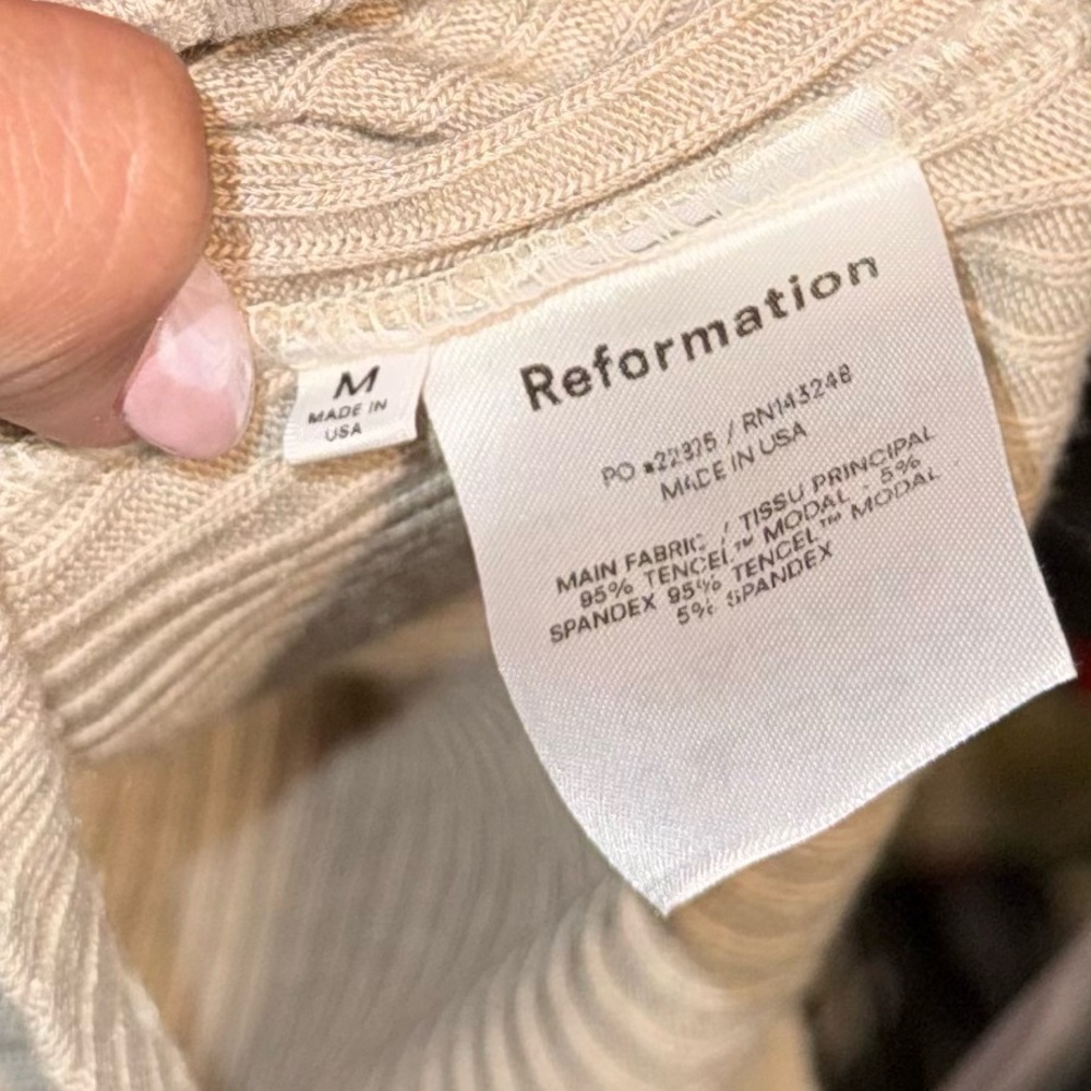 Reformation Ribbed Pants In Oatmeal Size M - Picture 4 of 4